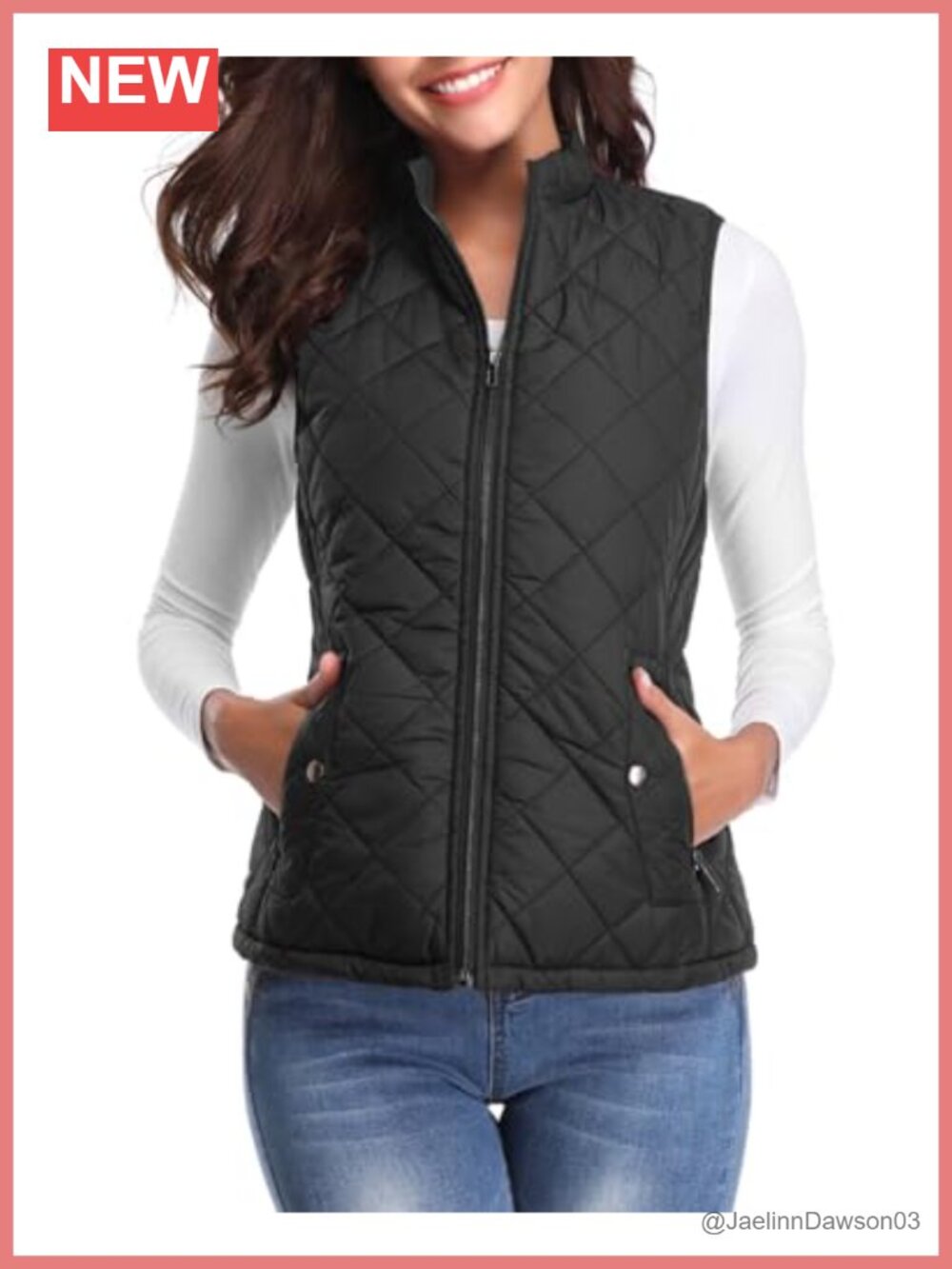Quilted Puffer Vest Lightweight Stand Collar Zip Gilet